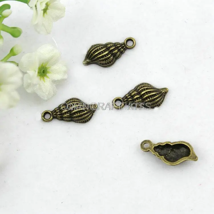 

200pcs Antique Bronze Conch Charm Pendant Sea Snail Charm Whelk Trumpet Shell 20*9mm