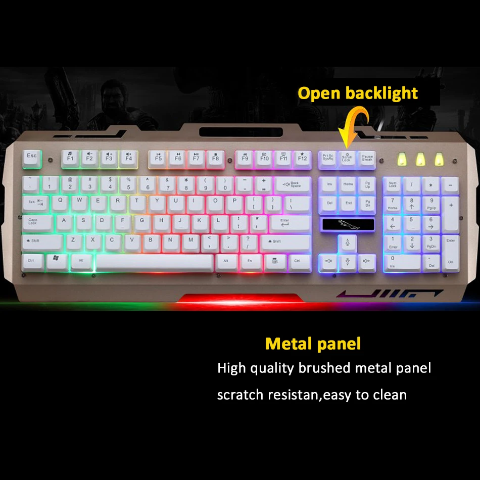 USB Проводная игровая клавиатура 104 клавиш RGB подсветка механическое чувство