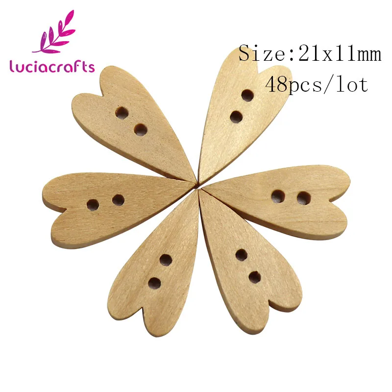 Type 1 48pcs Lucia crafts 6 шт/48 шт 21*11 мм/24*15 мм 2-с отверстиями в форме сердца Деревянные Кнопки DIY Одежда Flatback Швейные аксессуары E0117 - Цвет: Type 1 48pcs