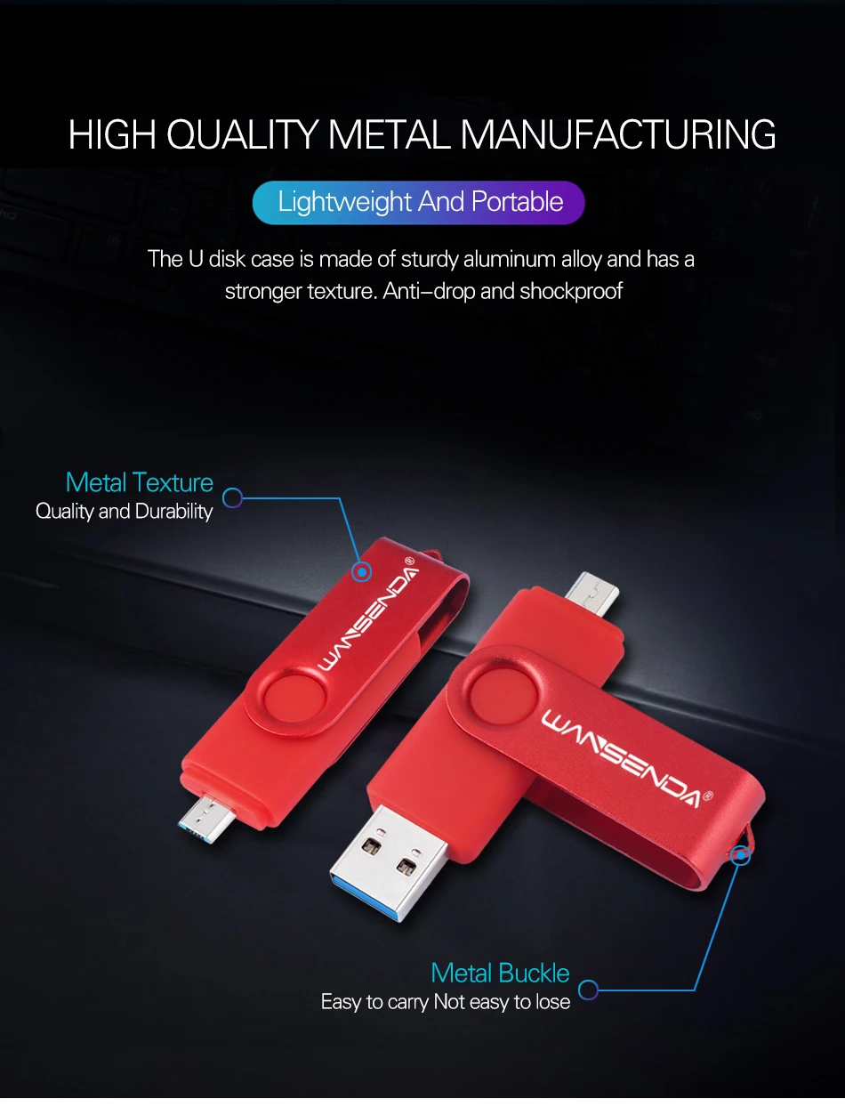 WANSENDA OTG USB флеш-накопитель 2 в 1 USB3.0& Micro USB флеш-накопитель 16 ГБ 32 ГБ 64 Гб 128 ГБ 256 ГБ Флешка двойной OTG накопитель карта памяти