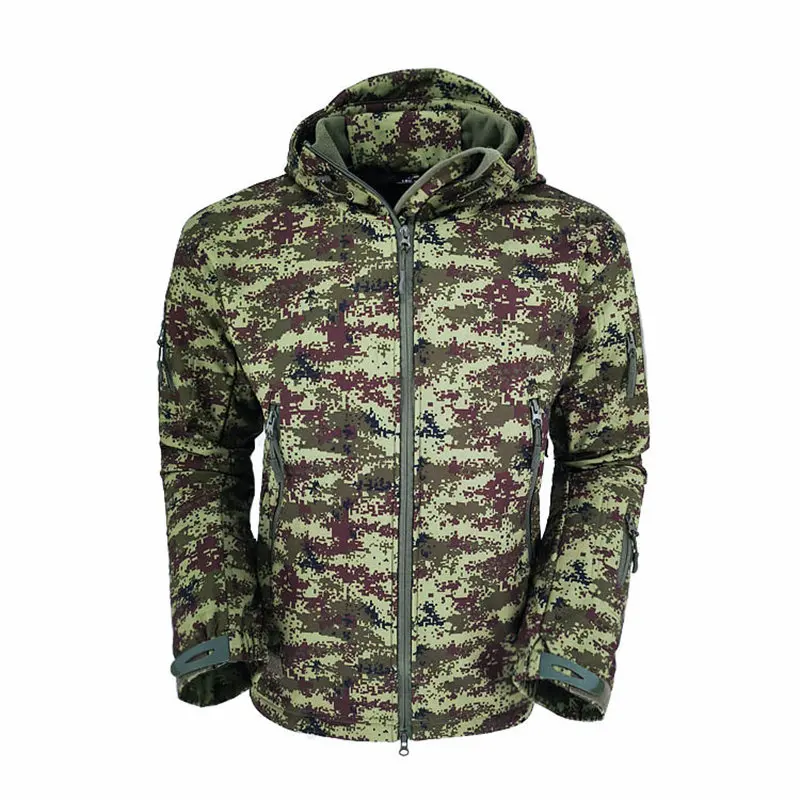 russian Camouflage Зима мягкая оболочка военно-тактические куртка Для мужчин Водонепроницаемый ветровка теплое пальто из флиса Акула кожи армейская камуфляжная куртка с капюшоном - Цвет: russian Camouflage