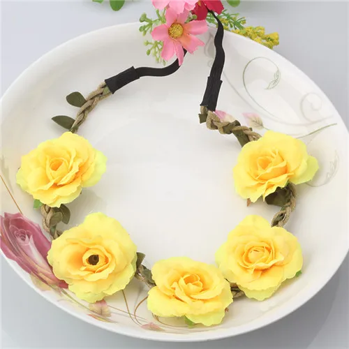 Style 1 Color 10 M MISM женская свадебная повязка на голову с цветами пиона Свадебная повязка-венок богемный венок для Девочек Цветочная корона тиара фото реквизит головной убор - Окраска металла: Style 1 Color 10