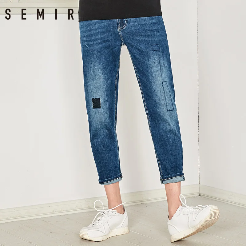 SEMIR мужские джинсы 2018 летняя одежда Брендовые новые девять минут брюки tide hole foot |