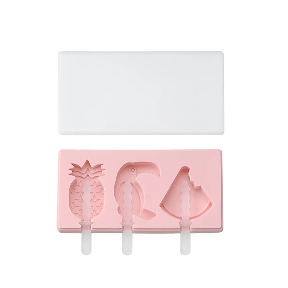1 Pink 14 стилей DIY силиконовая форма для мороженого формы для Фруктового мороженого держатель для мороженого Форма для замороженного льда с палочками для мороженого крышка кухонный инструмент - Цвет: 1 Pink