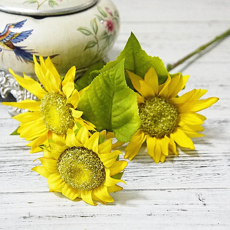 yellow flowers 50 см длинные осенние шелковые искусственные подсолнухи DIY цветы ветка для дома свадьба осень украшения поддельные пластиковые Стволовые подсолнухи - Цвет: yellow flowers