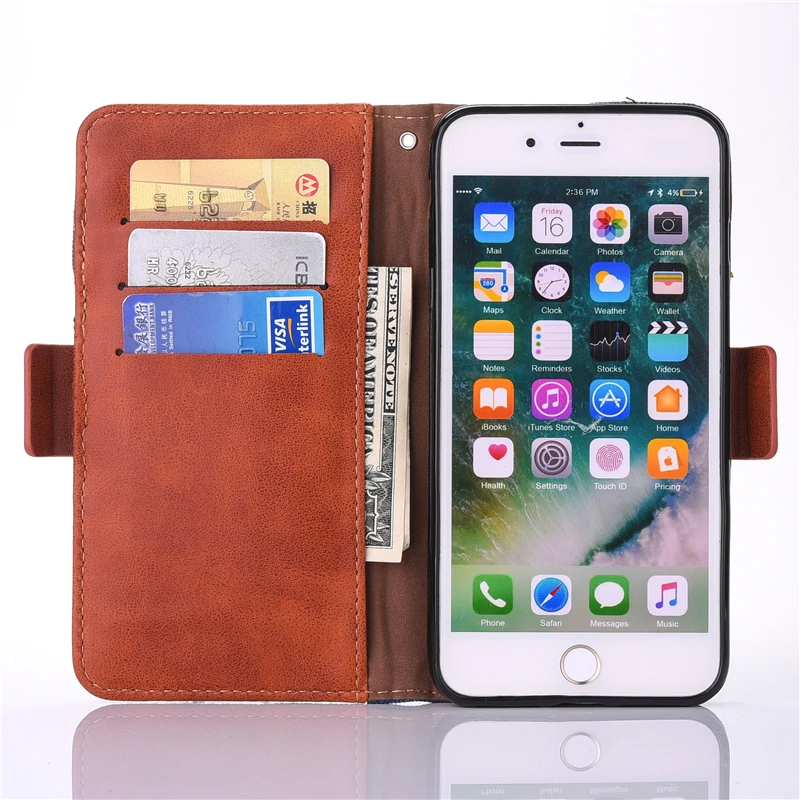 Роскошный кожаный чехол бумажник из джинсовой кожи для iphone X 6 6S 7 8 Plus книжка с