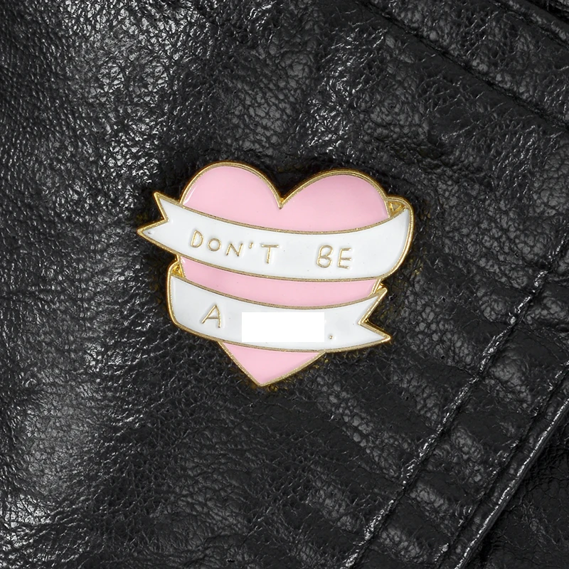 

Pink Heart Ribbon Pins Rude Brooches Badges Hard Enamel Lapel Pins Leather Jackets Collar Bag Backpack Accessories