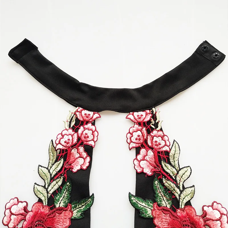 Женское боди с цветочной вышивкой лямкой на шее и открытой спиной|romper playsuit|backless