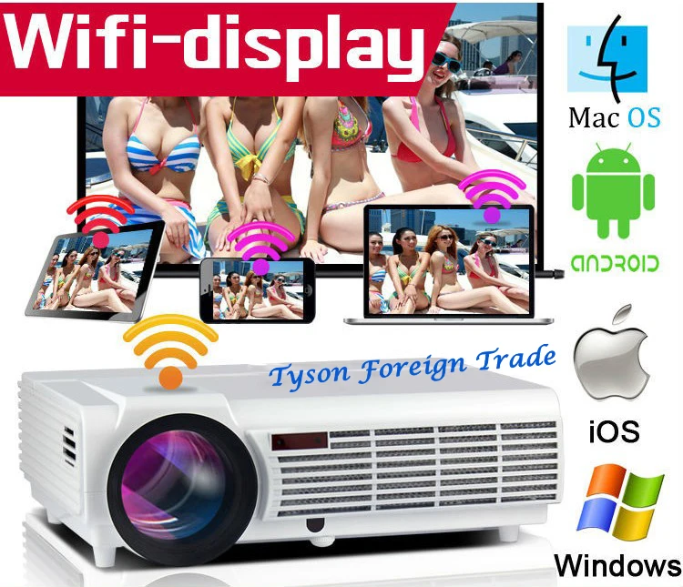 Светодиодный 3D проектор Poner Saund 96 Wi Fi с занавеской и кронштейном HDMI видео
