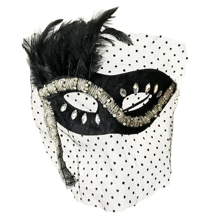 

Gothic Sparkling Venetian Masquerade Party Eye Mask Dot Veil Masks Accessories Handmade Unique Costomes