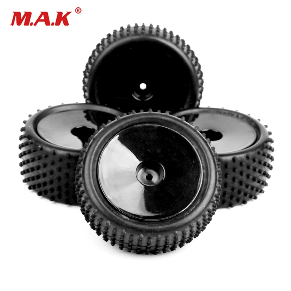 4pcs 12mm Hex 1/10 Off-Road Buggy Tires Front & Rear Rubber Tyre Wheel Rim 25026+27005 For HSP HPI RC Buggy Car Toys Accessories