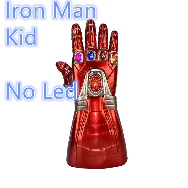 Iron Man Kid No Led 1:1 светодиодный светильник Железный человек танос камень косплей перчатки Тони Старк супергерой косплей реквизит ПВХ подарок для детей - Цвет: Iron Man Kid No Led