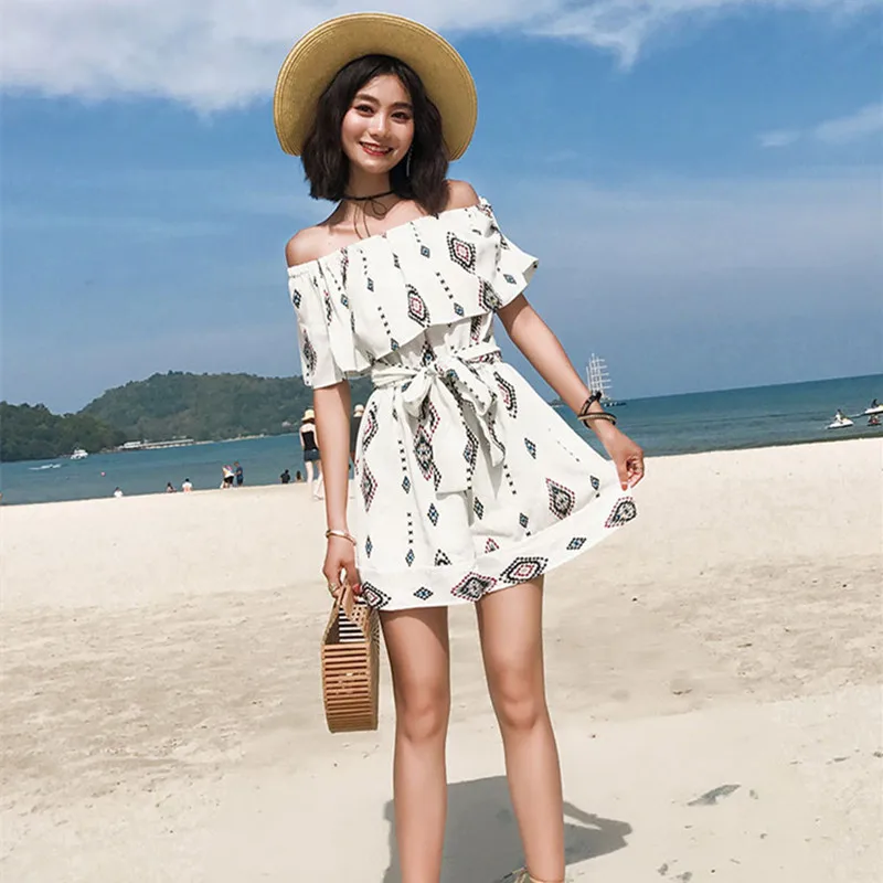 Женский Короткий комбинезон с широкими штанинами шифоновый Свободный высокой