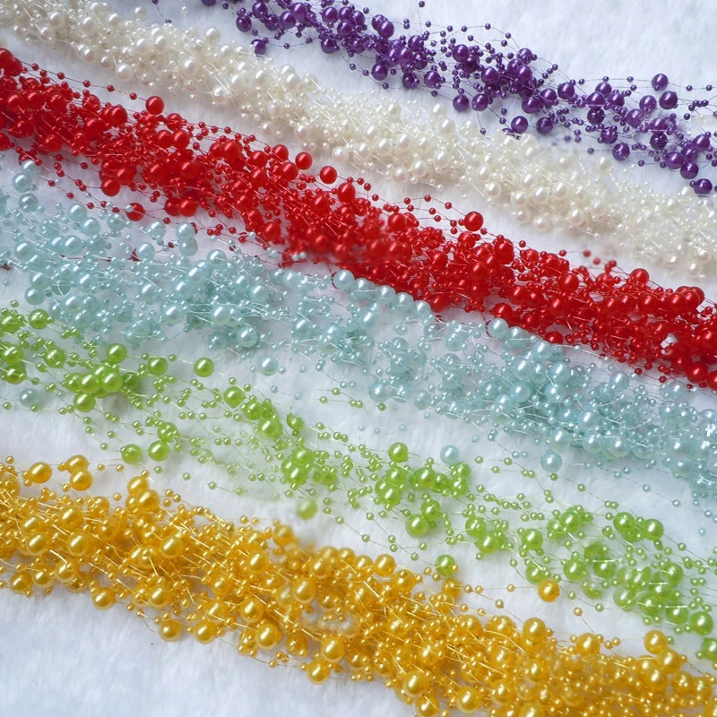 Розовый/синий/бежевый/белый леска Искусственный Жемчуг Бусы гирлянды цветов для