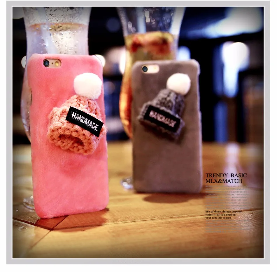 KISSCASE прекрасный Мех Чехол для iPhone 5 5S SE 3D шляпа Жесткий Чехол для iPhone 7 8 6 6S плюс 7 Новогодние товары случае теплые зимние Интимные аксессуары чехол на айфон 6 5s 5 se 7 8 чехлы на айфон 6 6s 7 5s 5 se 8