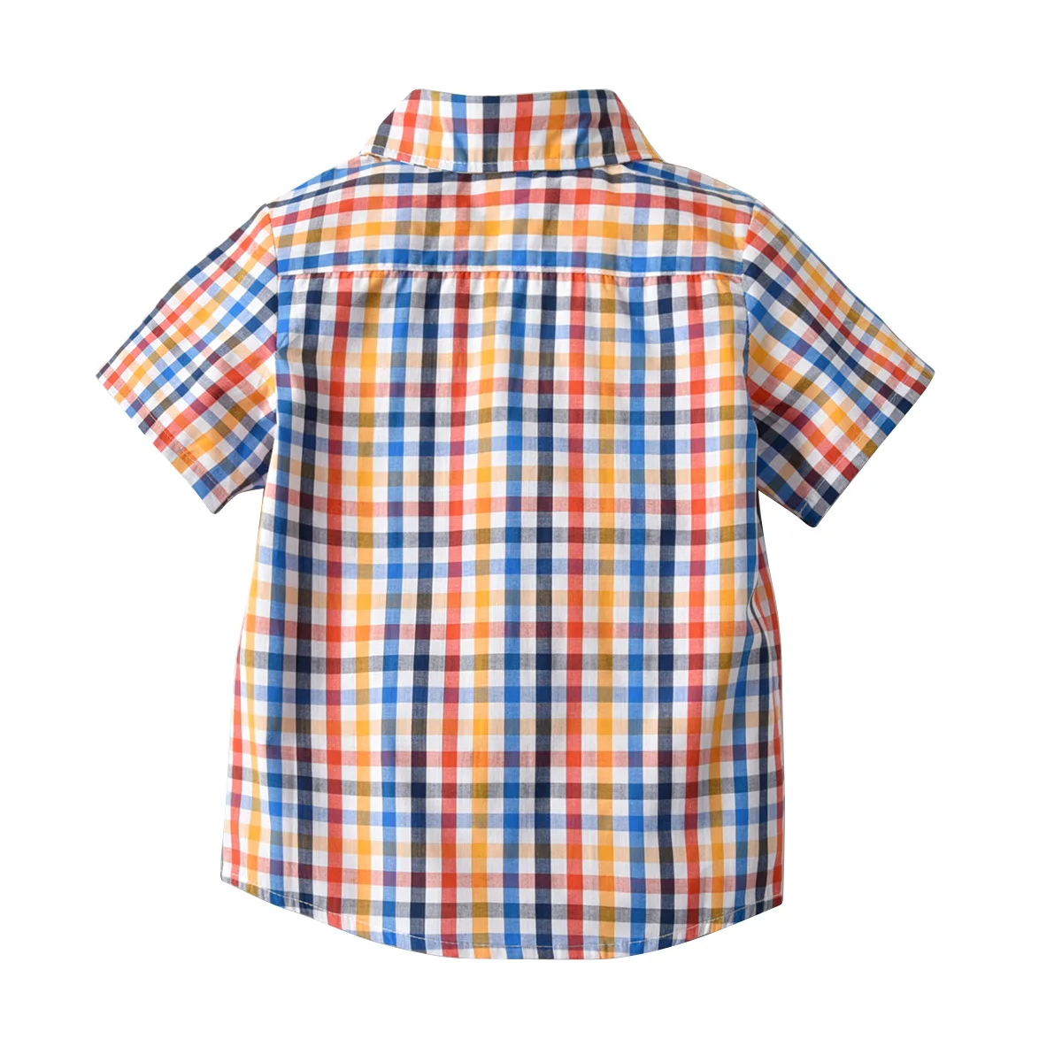 Детские клетчатые рубашки для мальчиков блузки с короткими рукавами весенние