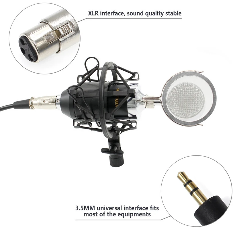 BM-8000 BM8000 конденсаторный микрофон Cardioid Pro аудио студия вокальная Запись микрофон KTV Караоке+ металлическое ударное крепление