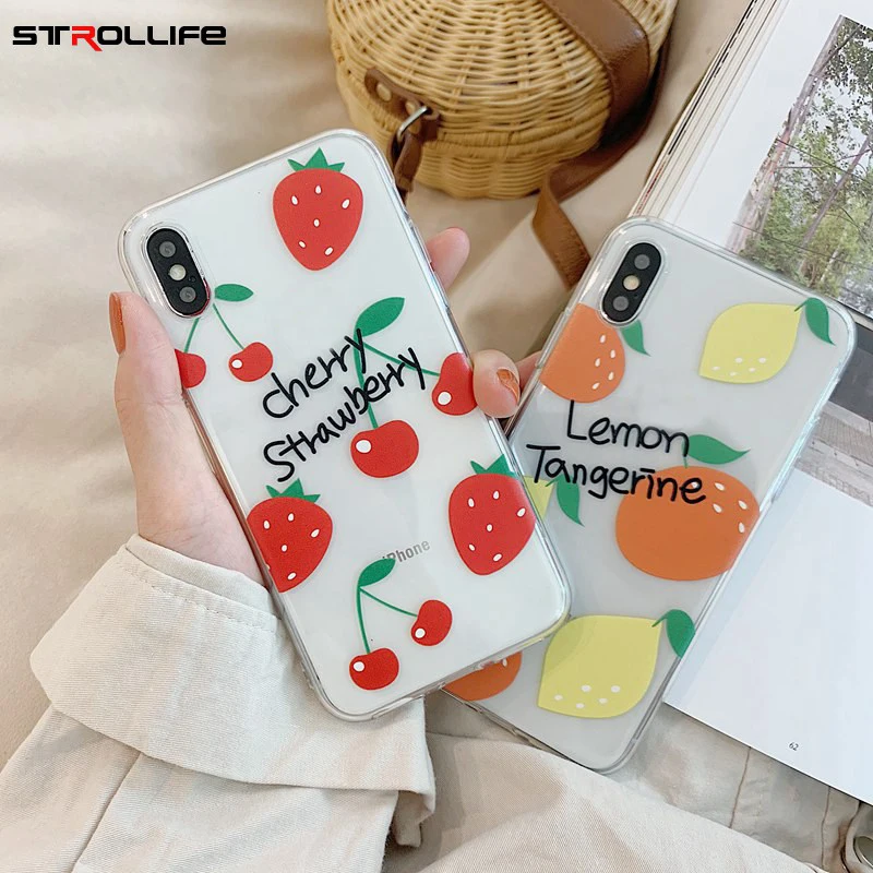 STROLLIFE прекрасные фрукты чехол для телефона IPhone XS Max XR клубника оранжевая крышка 6X7