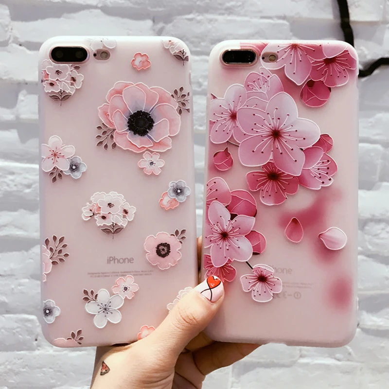 Мягкий чехол для телефона из ТПУ iPhone 6/6s 7/8 Plus красивый защитный с цветочным узором
