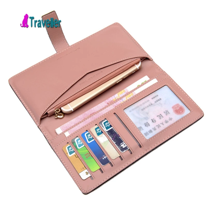 Мода женщин бумажник конфеты цвет ПУ кожаный длинные Дамы сцепления портмоне