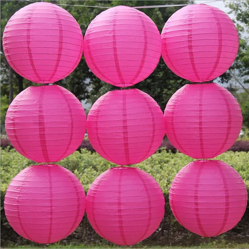 10 Pieces 6-8-10-12-14-16 Inch rose red Chinese Paper Lanterns For Wedding Party Decoration Hanging | Дом и сад