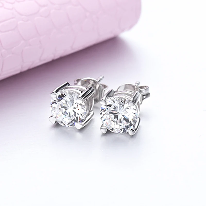 Изысканные ювелирные изделия серьги-гвоздики 14 карат с круглыми камнями из