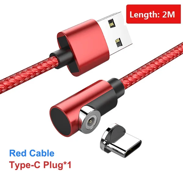 For Type-c Red 2M ACCEZZ Магнитный кабель для iPhone X XS MAX XR 8 Быстрая зарядка Micro usb type C для samsung S10 Магнитный зарядный телефонный кабель шнур 2 м - Цвет: For Type-c Red 2M