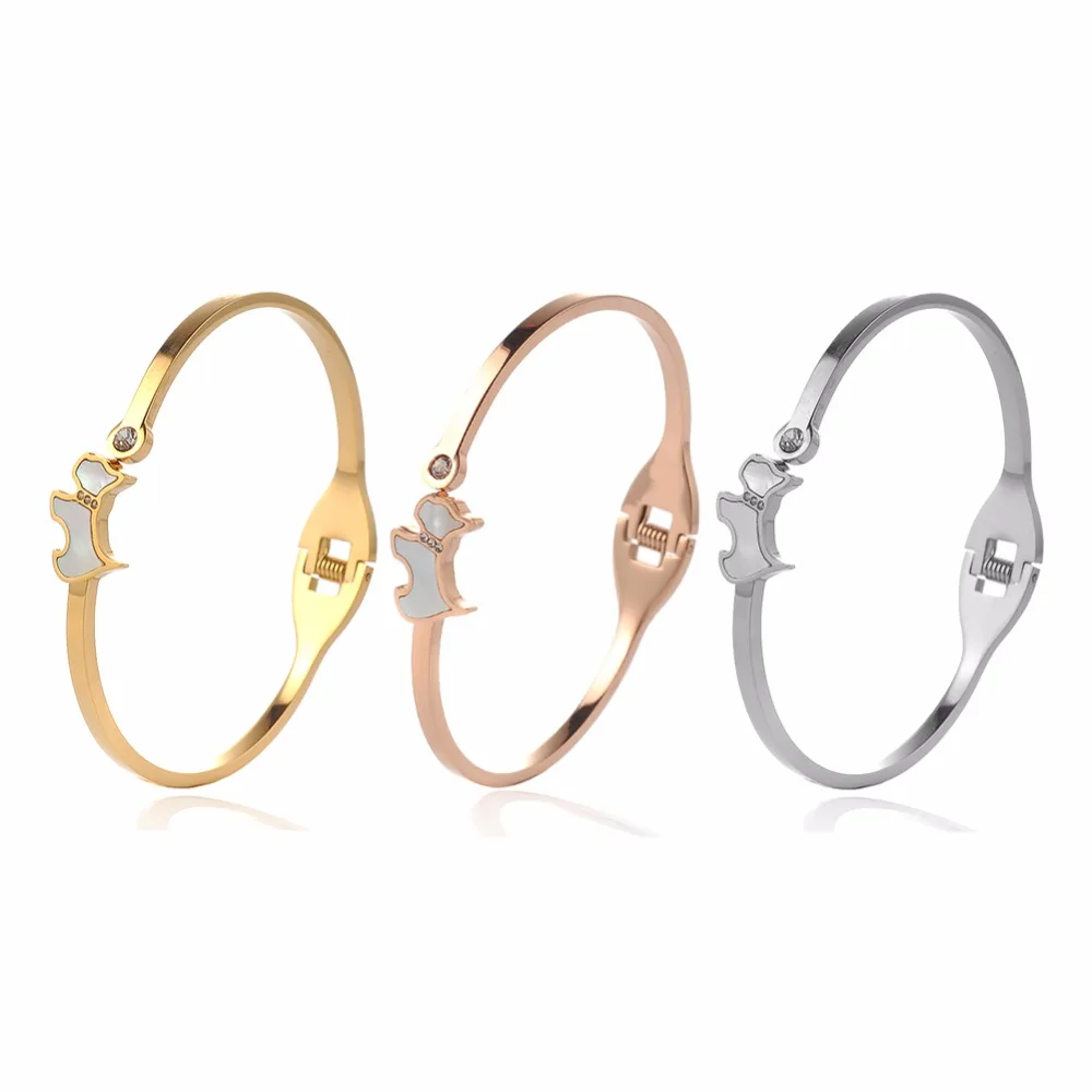 Новинка Милые Браслеты Стразы с собакой из титановой нержавеющей стали