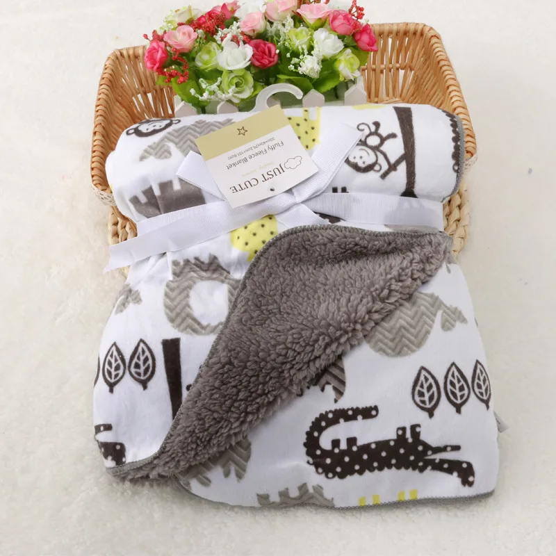 

J baby Blankets New Thicken Double Layer Coral Fleece Infant Swaddle Bebe Envelope Stroller Wrap Newborn Baby Bedding Blanket