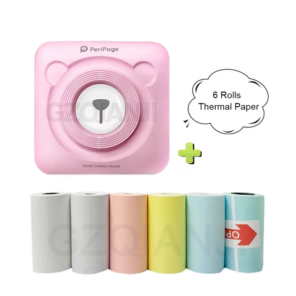 PK-6-ROLLS Group Bluetooth Беспроводной Маленький Термопринтер Картинка Мобильный Фотопринтер Мини Принтер Портативный Фотопринтер для телефона Android iOS - Цвет: PK-6-ROLLS Group
