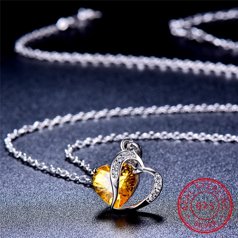 Женская цепочка из стерлингового серебра 925 пробы подвеска в виде сердца океана