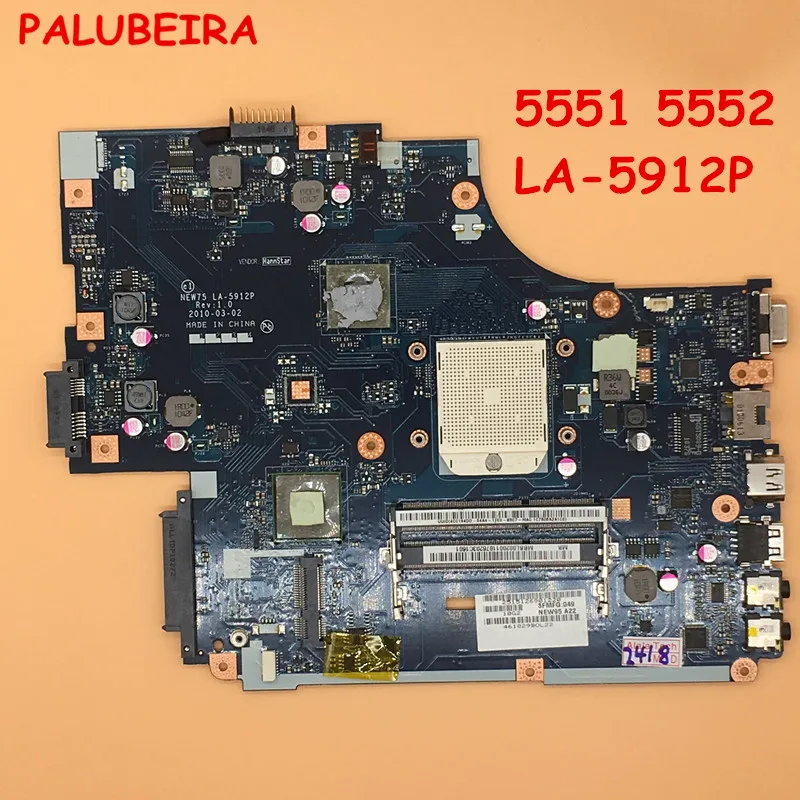 PALUBEIRA материнская плата для ноутбука Acer 5551 5552 DDR3 NEW75 LA 5912P MBNA102001 MB.NA102.001
