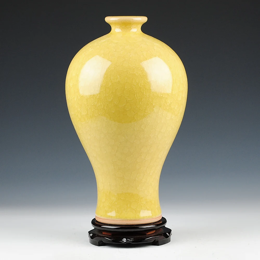 

home decoration Ceramics antique crack chinese style Ceramics glaze yellow vase
