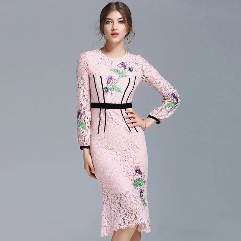 2017 весеннее модное платье для подиума женское высококачественное кружевное с