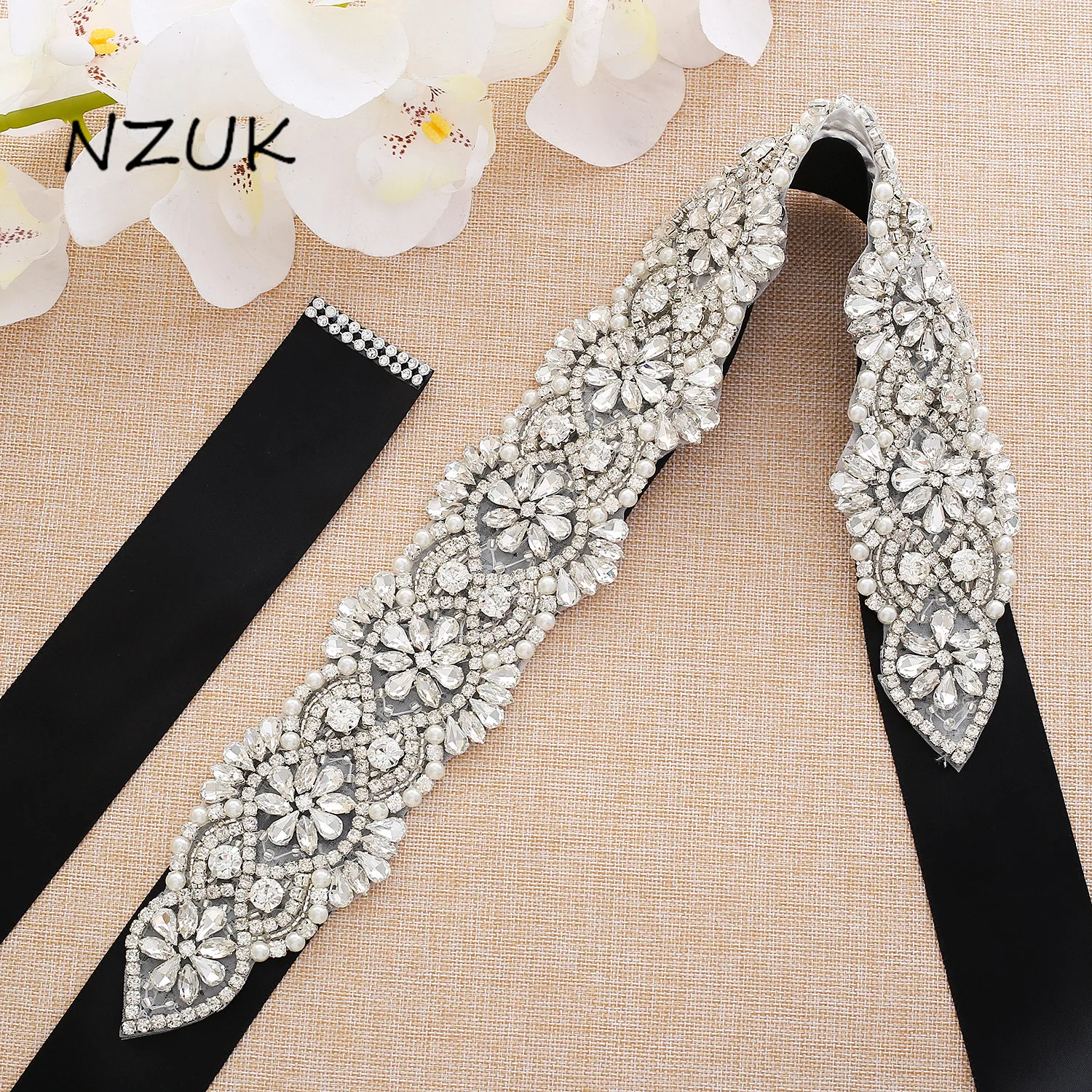 Big Size Wedding Dress Sash Belt With Pearls Silver Crystal Beads Rhinestones Bridal For Dresses ZZY139S | Свадьбы и торжества