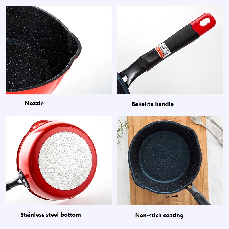 20/24/26/28CM Skillets Aluminium Alloy Non-stick Frying Pan Long Handle Saucepan Maifan Stone Stockpot Cooking Soup Pot Cookware