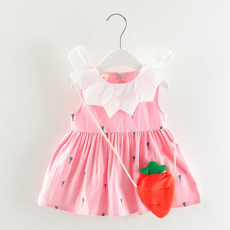 Летнее платье для маленьких девочек с принтом морковки Забавное малышей одежда