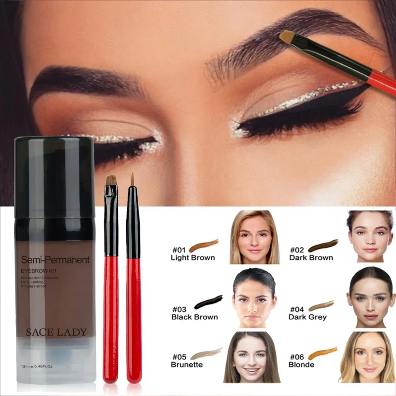 2pcs Beauty Liquid Eyebrow make up Dye Easy Coloring Long Lasting Effect Waterproof Eye Makeup Brushes Cosmetic | Красота и здоровье