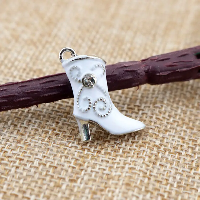 

White 50pcs /lot Charm Metal Pendant jewelry Charm High-heeled boots Pendant Beads Fit Women Necklace & bangles DIY Jewelry