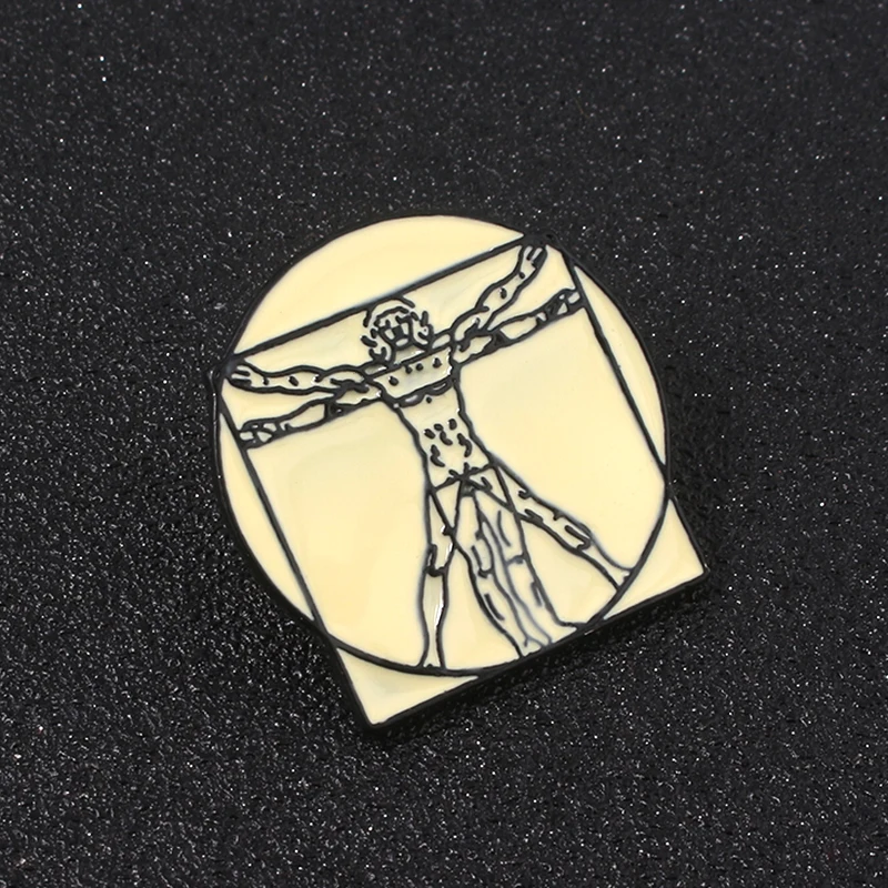 Da Vinci's Painting Vitruvian Man Enamel Pins Brooch for Women Men Badge Jewelry | Украшения и аксессуары