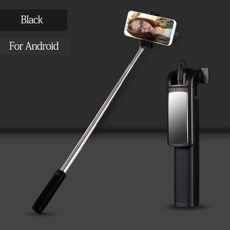 Black For Android Sarika модная Мини Проводная селфи палка монопод для Android iPhone 7 8 Plus X XR XS Max выдвижное портативное зеркало, селфи-палка - Цвет: Black For Android