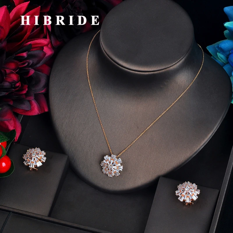 HIBRIDE Новое поступление небольшой красивый ювелирный набор цепочка золотистого цвета цепь из звеньев с контрфорсом серьги, ожерелья, N-606