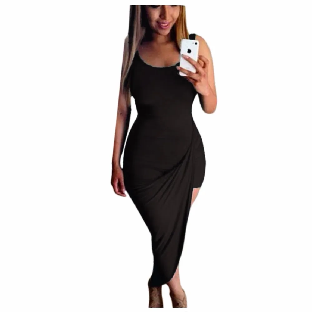 FD6517 женское сексуальное облегающее платье однотонное на бретелях без рукавов