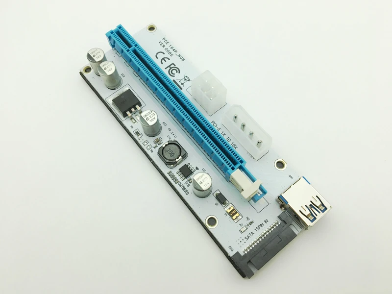 Новый Riser 008S светодиодный PCI Express 1x к 16x переходная карта USB 3 0 E расширитель SATA 15pin