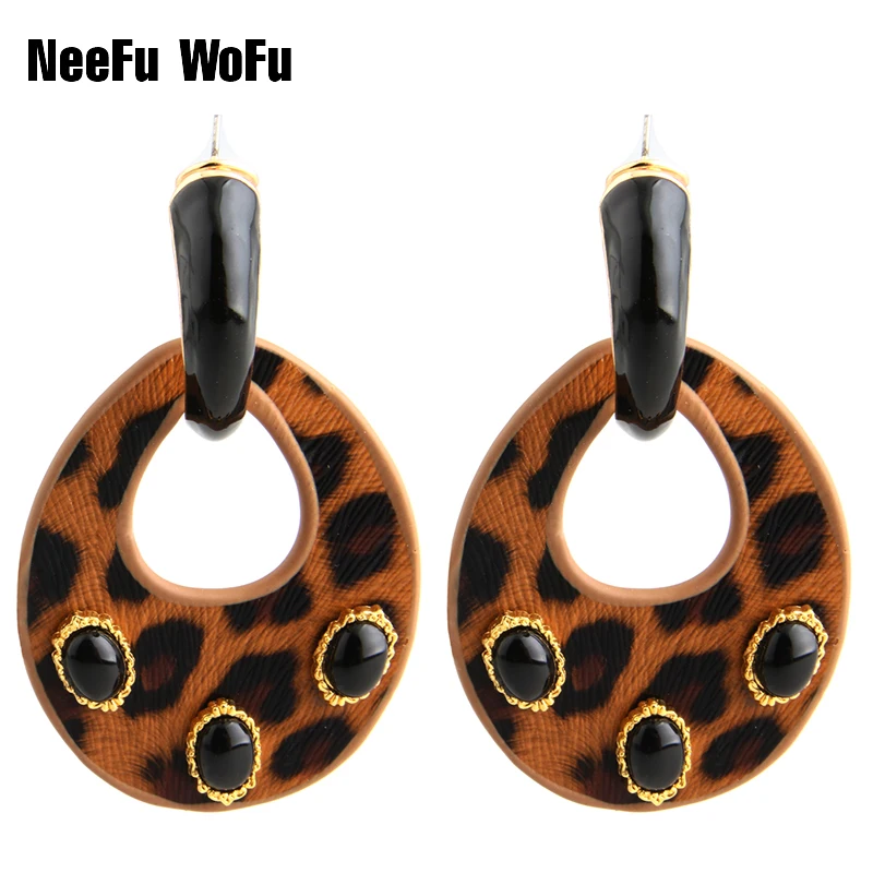 NeeFu WoFu большие серьги с тигром Женские Висячие водоотталкивающим покрытием кожа