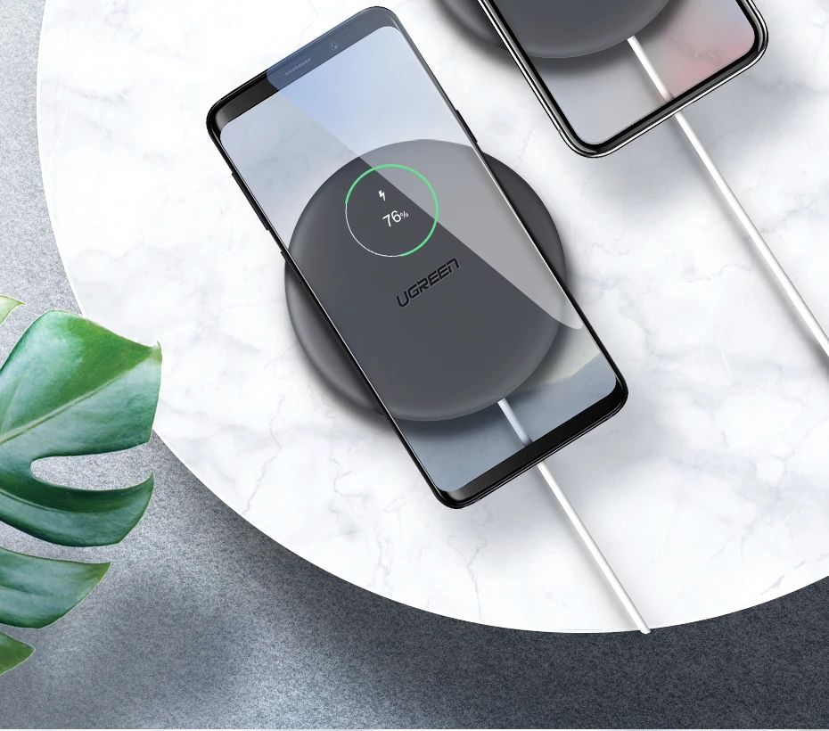 Ugreen Беспроводное зарядное устройство 10 Вт 7,5 Вт Qi Беспроводная зарядка для xiaomi mi 9 iPhone X XS 8 XR samsung S9 S8 Быстрое беспроводное зарядное устройство для телефона