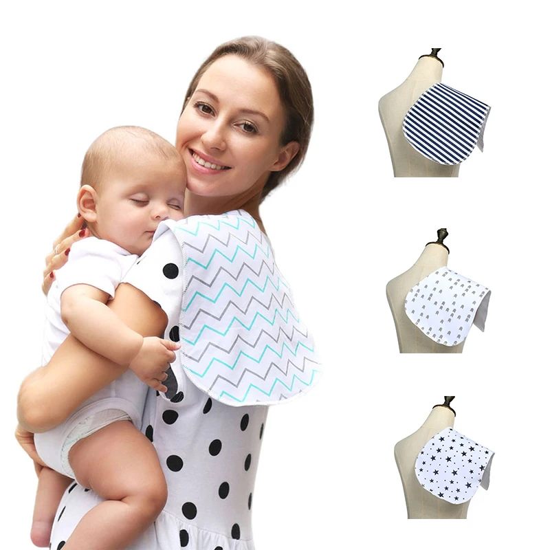 

100% Cotton Fabric 3 Layer Baby Burp Cloths Baby Burp Set Curved Absorbent Waterproof Newborn Soft Baby Bibs Baby Shower Gift