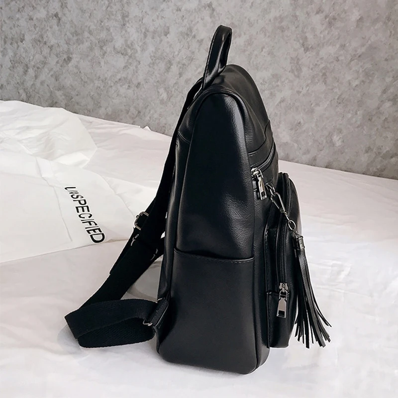 Женский рюкзак с кисточками bolso Розовый школьный из мягкой кожи для девочек