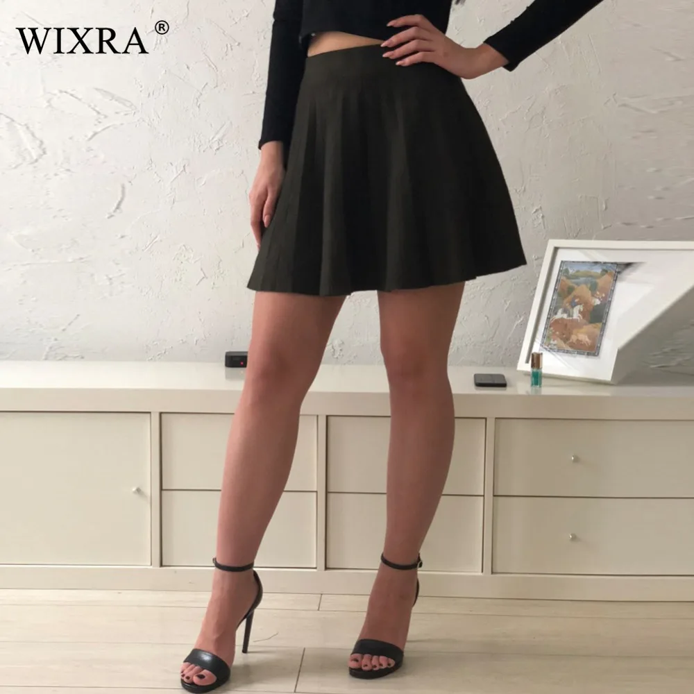 Женская трикотажная Мини юбка с высокой талией|skirt female|pleated mini skirtpleated |