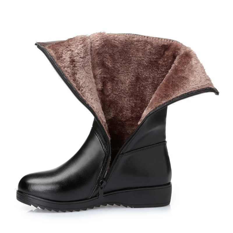 

MVVJKE Large size 35-43 cowhide warm winter shoes woman snow boots 2018 knee high fashion boots women boots flat genuine leather